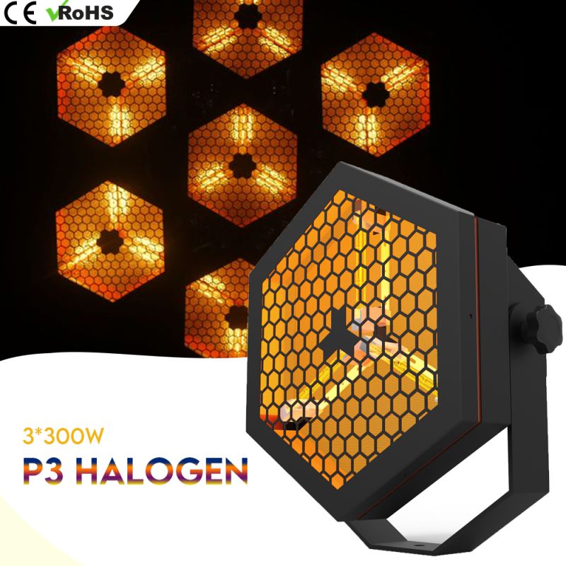 P3 Halogen Retro Stager 3x300W Tungsten Hexagon Audience Blinder  Background Transpot Stage Light