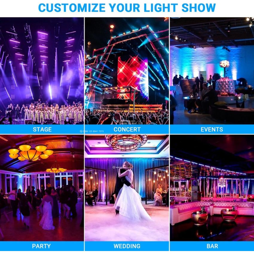 TIITEE DJ Strobe Light Bar 200W 720LED Stage Light Bar 48 RGB & 24 White Zones Strobe Effect Lighting 