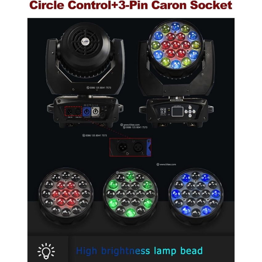 19X15W 4in1 Moving Head Light Zoom Wash Stage Lights