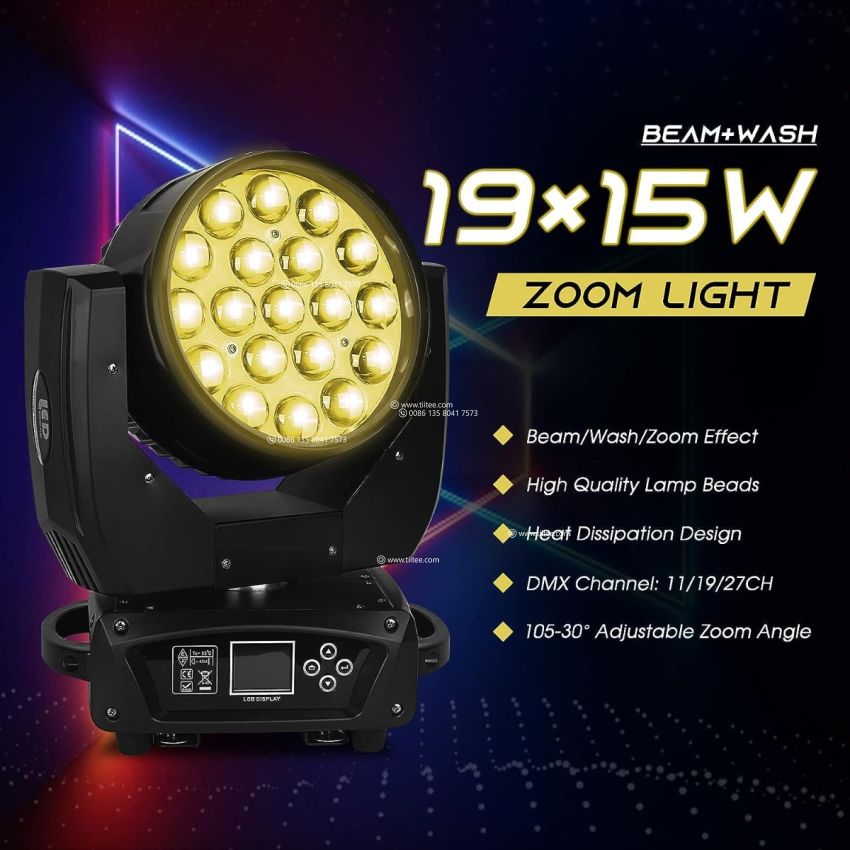 19X15W 4in1 Moving Head Light Zoom Wash Stage Lights