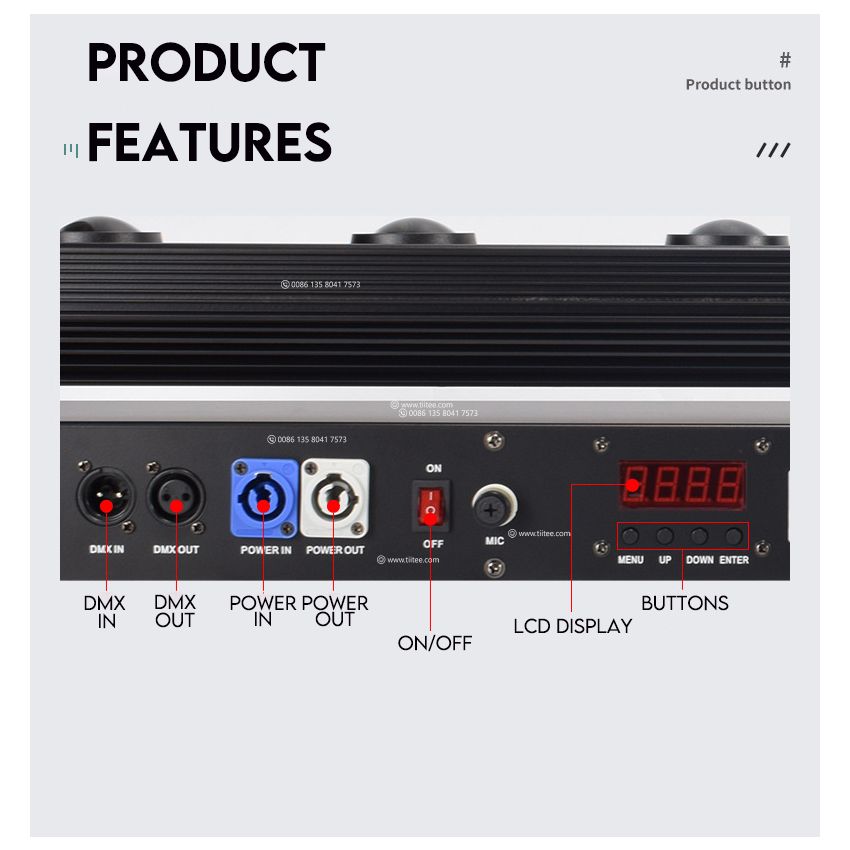 Moving Head Bar 8x10W RGBW 8 Eyes Beam Light Wash