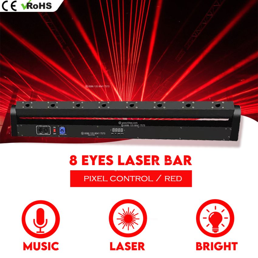 8 Eyes RED Moving Head Laser Light With Pixel Control