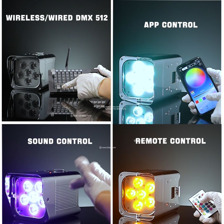 PAR Well 6*18W Battery Powered Wireless RGBWA+UV