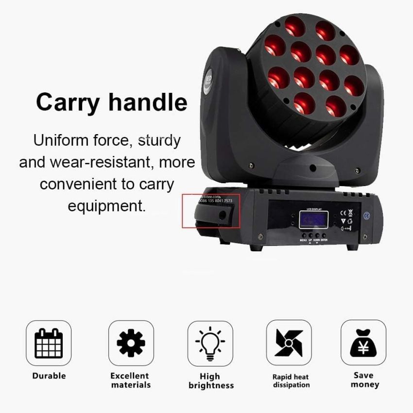 12 Pieces 4in1 RGBW LED Moving Head Wash Light Stage Light for Christmas Events Night Clubs Disco KTV Bar