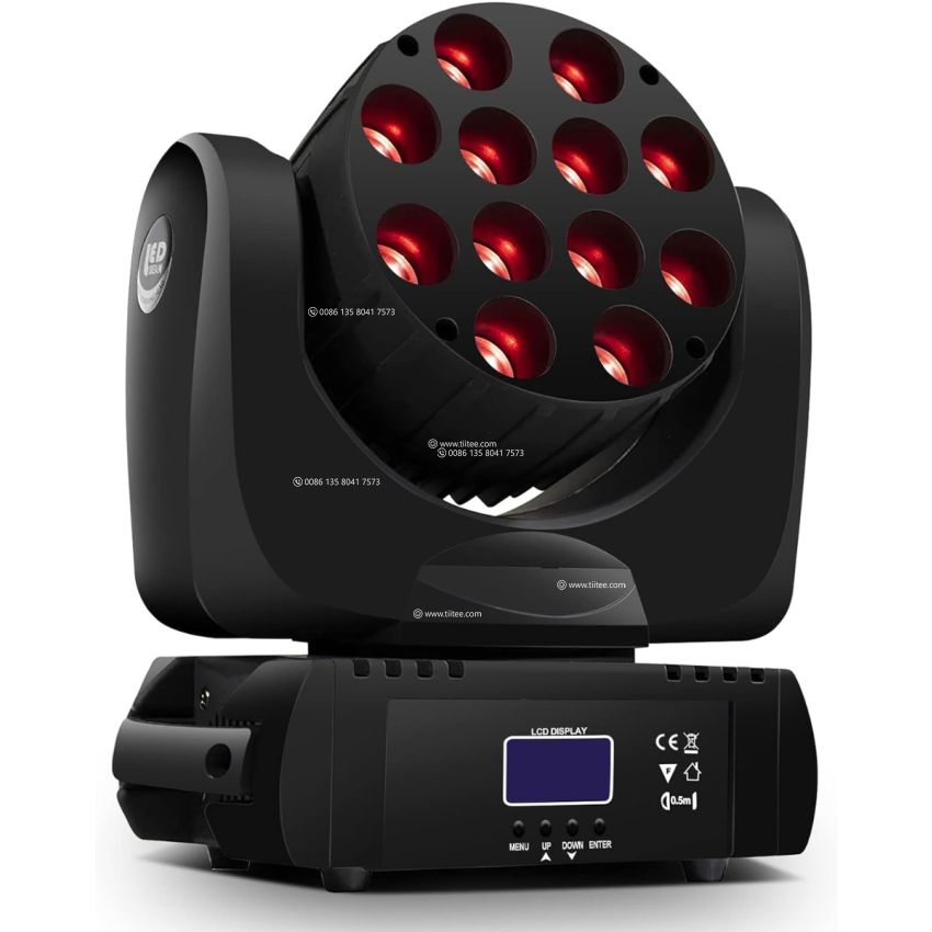 12 Pieces 4in1 RGBW LED Moving Head Wash Light Stage Light for Christmas Events Night Clubs Disco KTV Bar