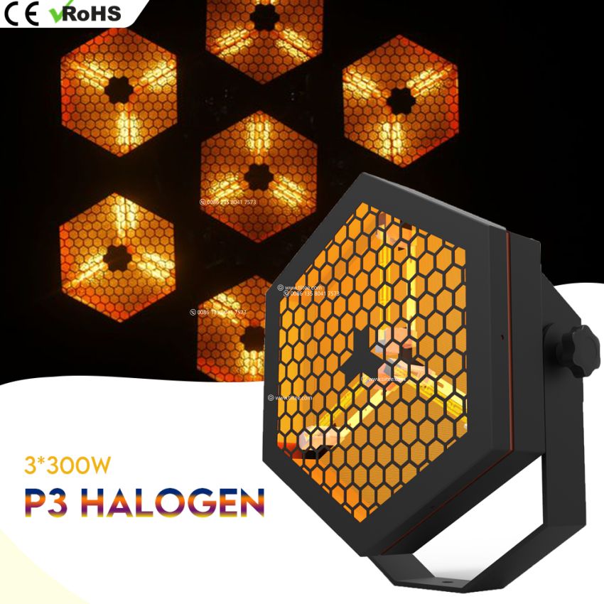 P3 Halogen Retro Stager 3x300W Tungsten Hexagon Audience Blinder  Background Transpot Stage Light