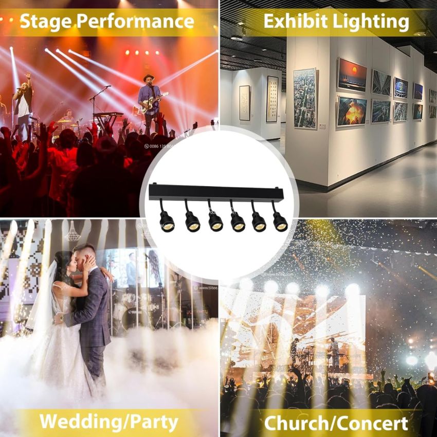 TIITEE Pinspot Light Bar 6 Eyes LED Pinspot Stage Lights with Adjustable Zoom Angle